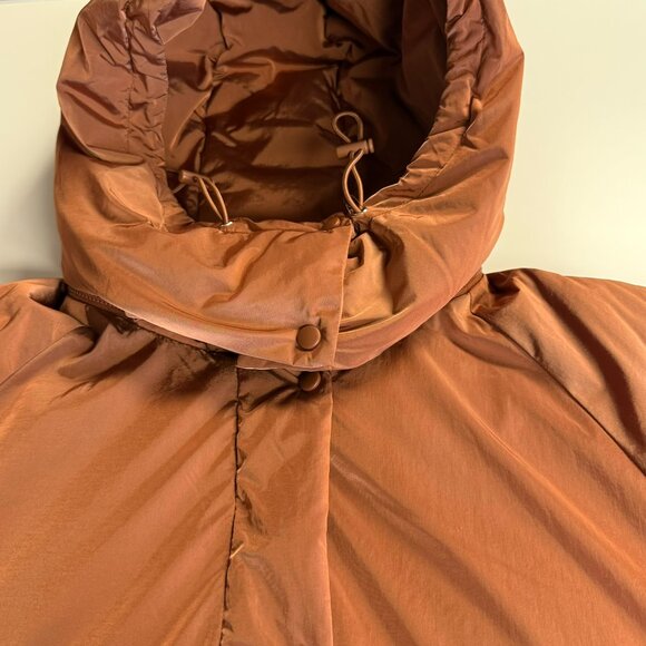 Moussy Puffer Jacket Detachable Hood Insulated Terracotta Free/ One Size - Picture 8 of 15